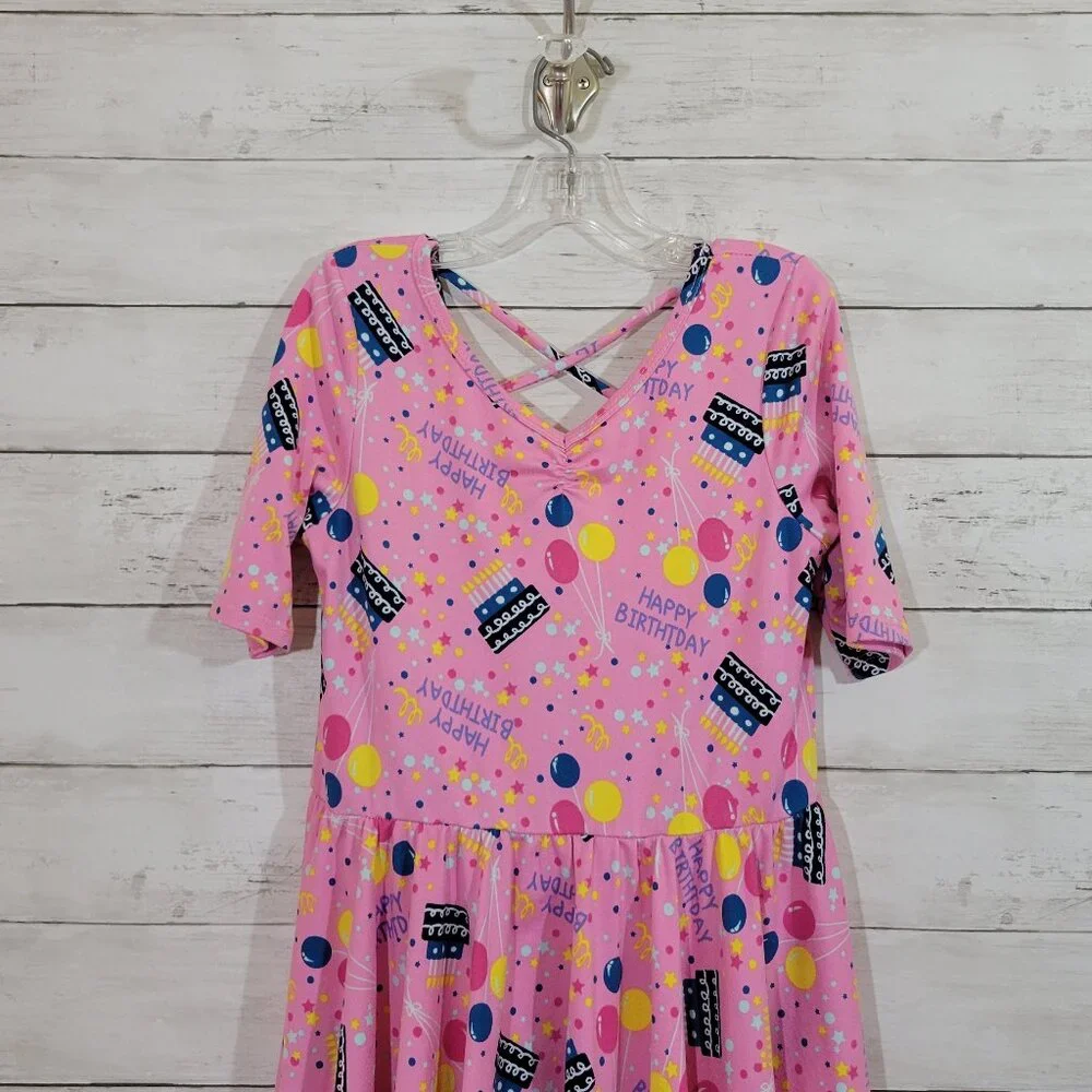 Dot Dot Smile Girls Happy Birthday Print  Ballerina Style Twirl Dress Size 8/10